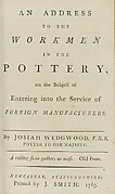 An Address to the Workmen in the Pottery on the Subject of Entering into the Service of Foreign Manufacturers